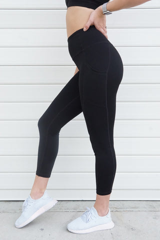 Rise Pocket Leggings 7/8 - Black